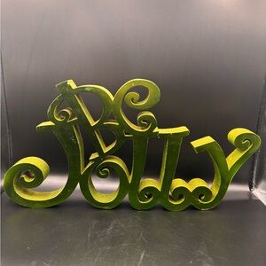 Be Jolly Sign Wood Cutout Glitter Christmas Decoration Grinch 21” x 10‎ 1/2”